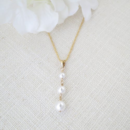 Pearl Drop Bridal Necklace Simple Pearl Wedding Necklace Etsy