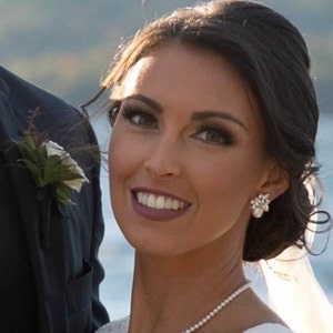 Crystal Cluster Bridal Earrings: Pearl Wedding Jewelry