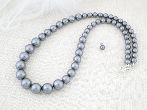 Dark Grey Pearl Necklace Simple Pearl Jewelry Business
