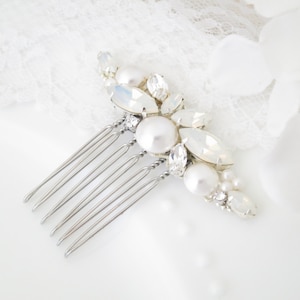 Opal Bridal Hair Comb: Rhinestone Pearl Wedding Hairpiece