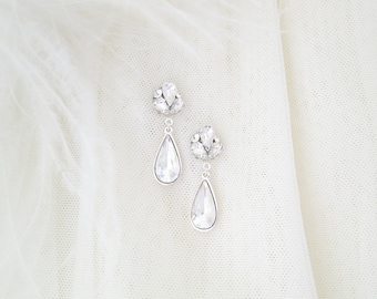 Crystal Teardrop Bridal Earrings: Rhinestone Drop Earrings, Wedding Jewelry