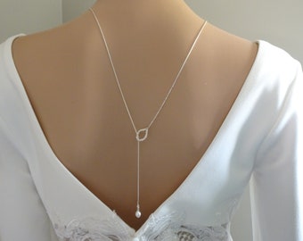 Pearl lariat necklace Bridal back necklace Freshwater pearl drop necklace Simple pearl necklace Minimalist jewelry Wedding lariat Y necklace
