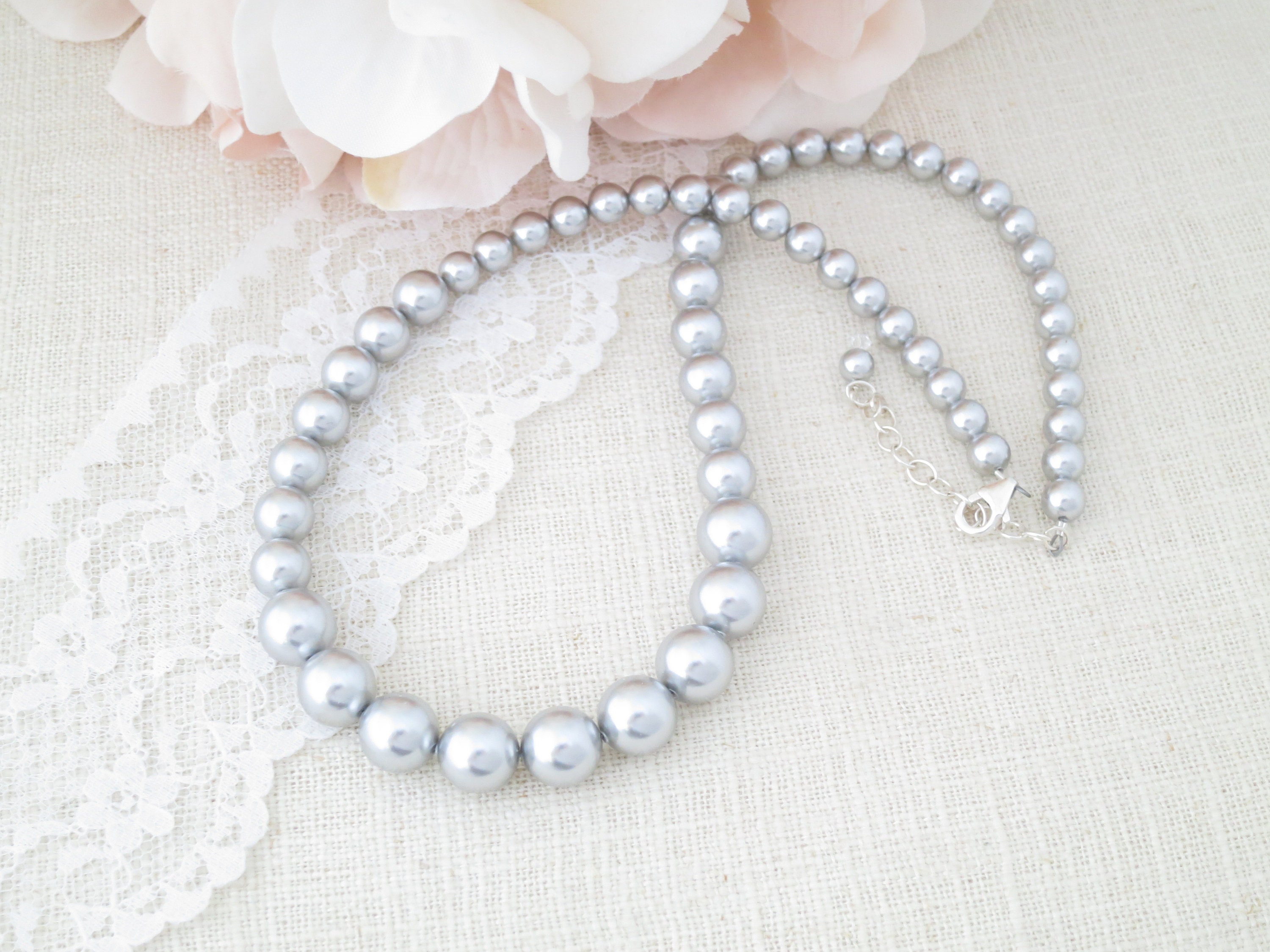 Gray Pearl Necklace Simple Pearl Jewelry Business Casual