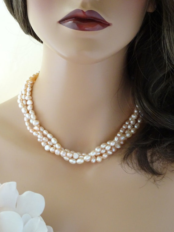 Triple Strand Freshwater Pearl Necklace 2024 | thoughtperfect.com