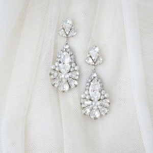 Swarovski Crystal Teardrop Earrings: Silver Bridal Chandelier Jewelry