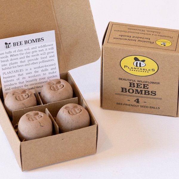 Bee Bombs - gift box of 4 wildflower seed balls for pollinators