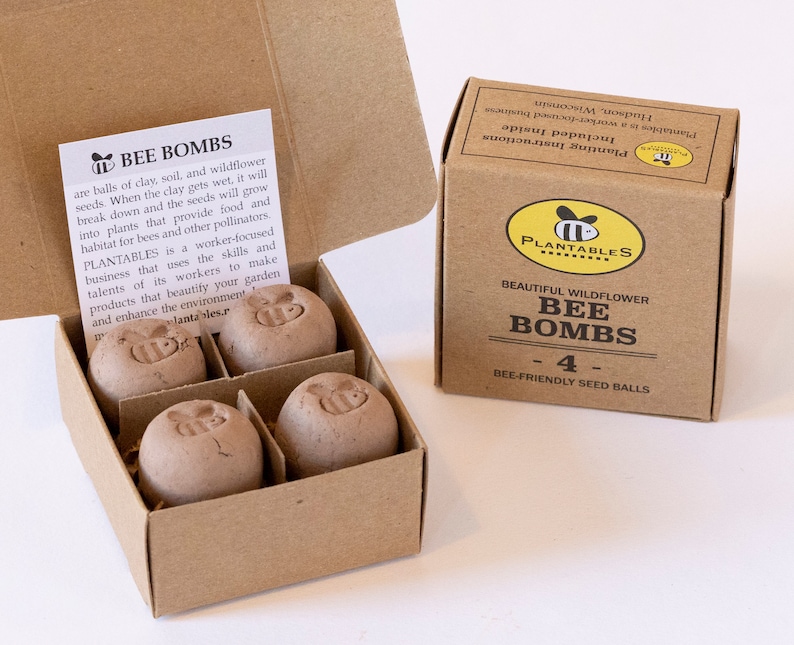 Bee Bombs gift box of 4 wildflower seed balls for image 1