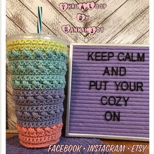 Crochet Pattern &gt;&gt; &quot;Beachy Keen&quot; Cup Cozy &gt;&gt; Coffee Cozy &gt;&gt; Cozy Pattern &gt;&gt;Cold Coffee Cozy &gt;&gt;