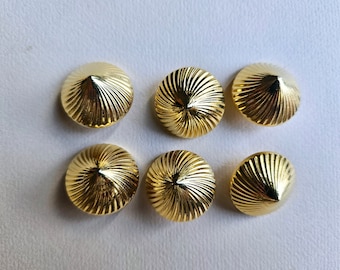 Set of 6 Vintage Plastic Buttons of Gold Colours