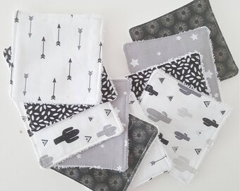 Set of 10 wipes for make-up removal, black and white