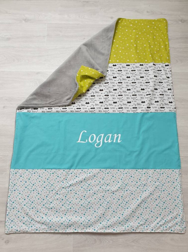 Couverture Bébé Personnalisée Avec Prénom - Plaid En Coton Tricoté 100x80cm - Broderie De Qualité - Cadeau Naissance