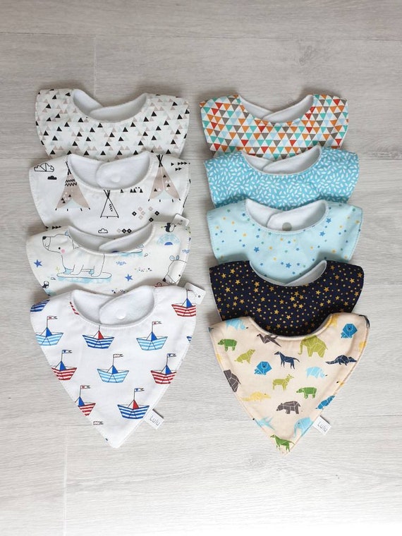 Bavoir bandana baby cotton fabric patterns to choose from