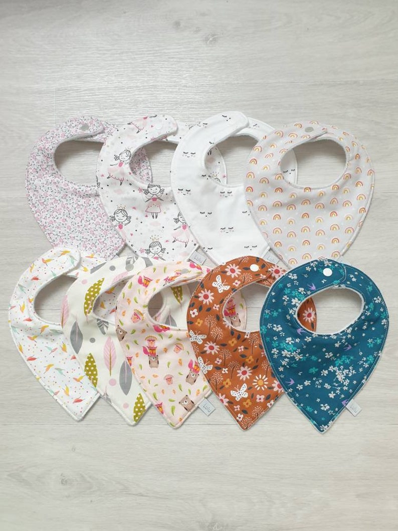 Bavoir bandana baby cotton fabric patterns to choose from