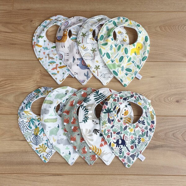 Bavoir bandana bébé tissu coton motifs au choix