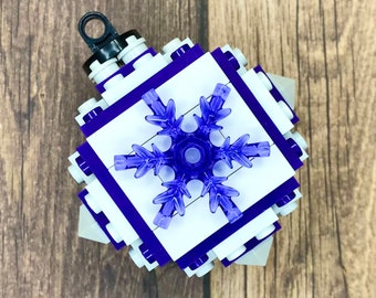 Custom Purple Snowflake Christmas Ornament made from LEGO® Bricks