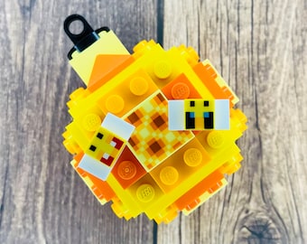 Custom Honeycomb Christmas Ornament Inspired by Minecraft made from LEGO® Bricks