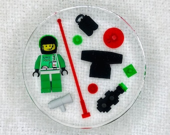 Custom Vintage 90s Space Police II Themed Resin Decorative Paperweight made with LEGO® Bricks