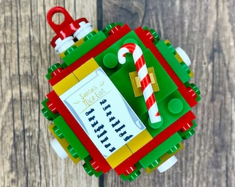 Custom Santa's Nice List/Candy Cane Christmas Ornament made from LEGO® Bricks