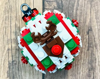Custom Rudolph Reindeer Christmas Ornament made from LEGO® Bricks