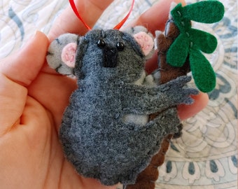 Handmade Eco Felt Australian Koala Holiday Ornament