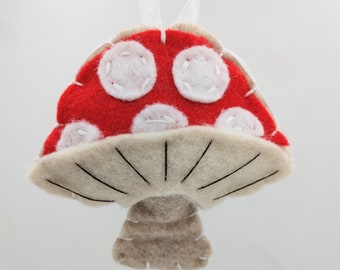 Handmade Eco Felt amanita mushroom Ornament