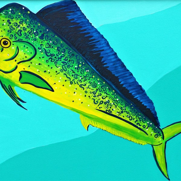 Art Print 8.5x11 " mahi mahi dolphinfish Keys Florida fisherman art print Under the sea