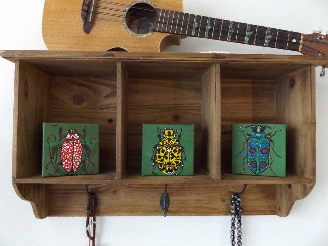 Original Art Insects on 4x4 Block Canvas Acrylic Bug Art - Etsy
