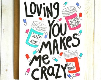 Funny Anniversary Card, Funny Love Card, Cute Valentine Card, Funny Wife Card, Valentine Card For Her, Valentine Card For Him, Crazy