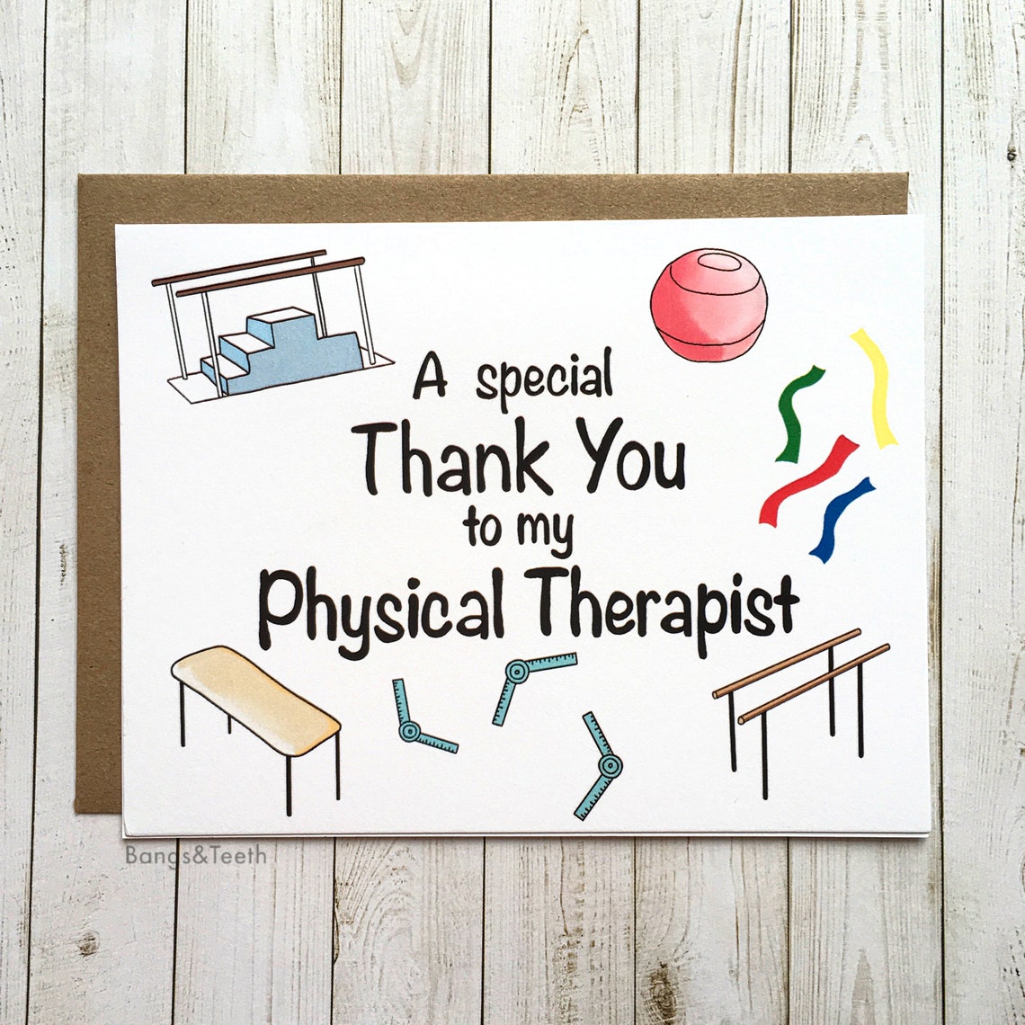 Physical Therapist Thank You Card Physical Therapy Card Etsy