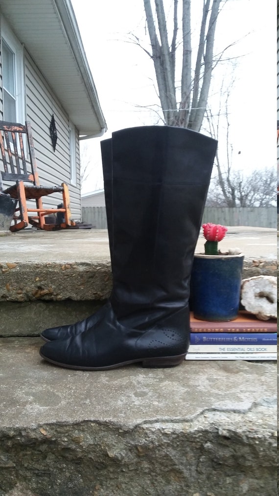 nine west black leather boots