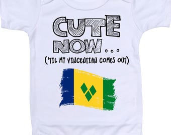 Body para bebé con la bandera de San Vicente y las Granadinas - Lindo ahora... hasta que salga mi lado vicentino. Tallas para bebés unisex de 0 a 18 meses.