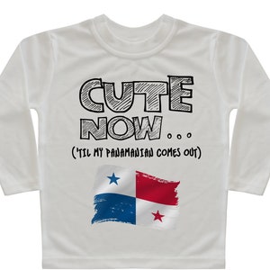 Panama Flag Long Sleeve Toddler T-shirt CUTE NOW... (&#39;Til My Panamanian Comes Out) Gift Pride Kids White Shirt Pick Size 2T-8T