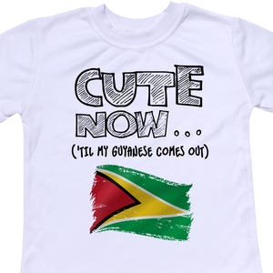 Cute Now... &#39;Til My Guyanese Comes Out Funny Toddler Kids Guyana Flag Short Sleeve T-shirt Clothes