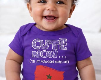 Cute Now...  'Til My Moroccan Comes Out Infant Baby Morocco Flag Cotton Bodysuit