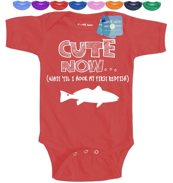 Redfish CUTE NOW 'til I Hook My First Redfish Fishing Saltwater Red Fish  Ocean Baby Infant Bodysuit Pick Size NB-18M Color Gift Reel -  Norway