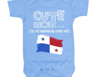 Baby Panama Bodysuit CUTE NOW... ('Til My Panamanian Comes Out) Flag Nationality Culture Infant One Piece Jumper Cotton NB-18M