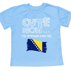 Toddler T-Shirt Cute Now... 'Til My Bosnian Comes Out Flag Culture Heritage Kids Clothing Top Multi Color 2T-5T image 7