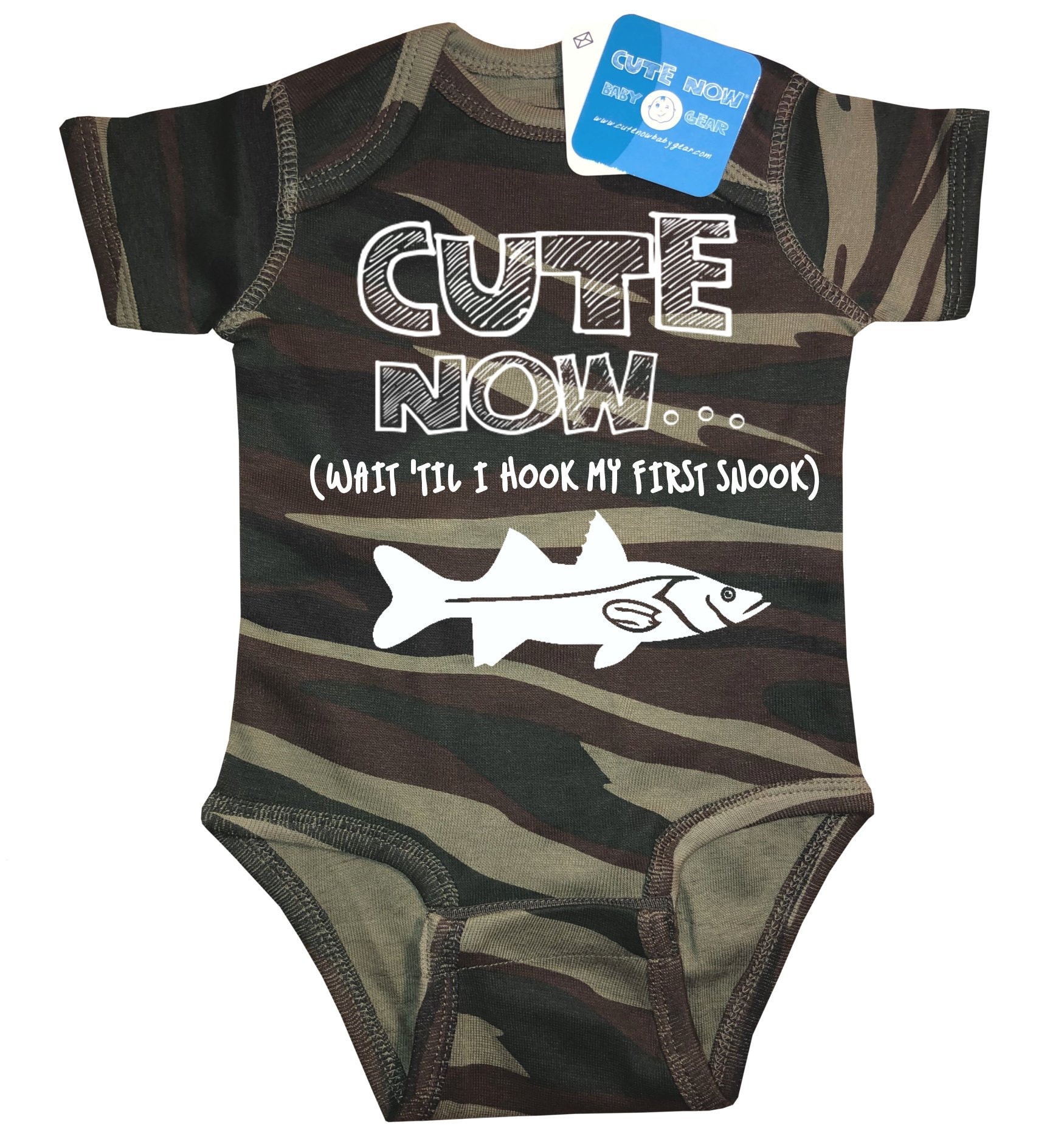 Baby Snook Fishing Camo Bodysuit CUTE NOW wait 'til I Hook My