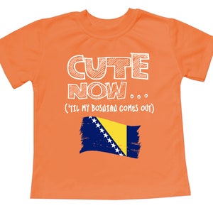 Toddler T-Shirt Cute Now... 'Til My Bosnian Comes Out Flag Culture Heritage Kids Clothing Top Multi Color 2T-5T image 5