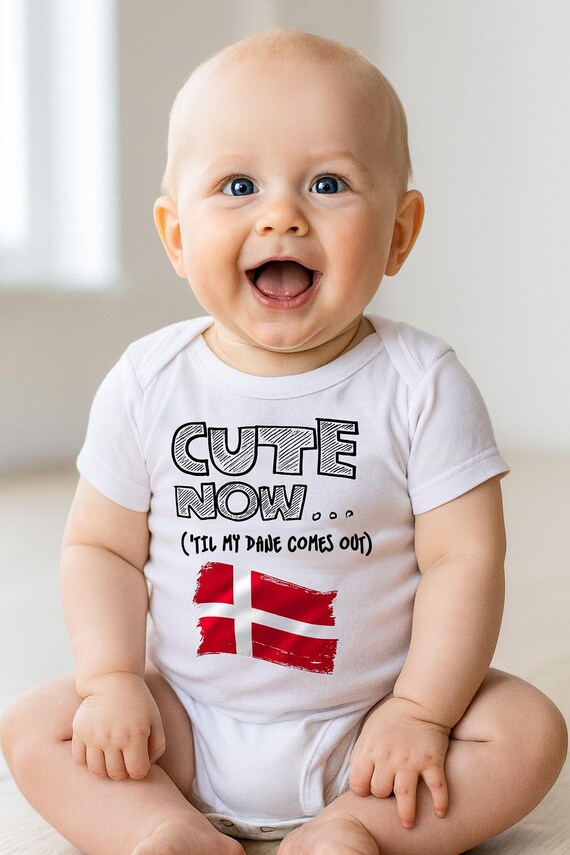 Flag of Denmark Baby Bodysuit - Cute Now'til My Dane Comes Out