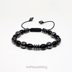Large beads Hematite bracelet mens, shamballa bracelet black onyx hematite beads, impressive male bracelet deluxe, adjustable brace length,