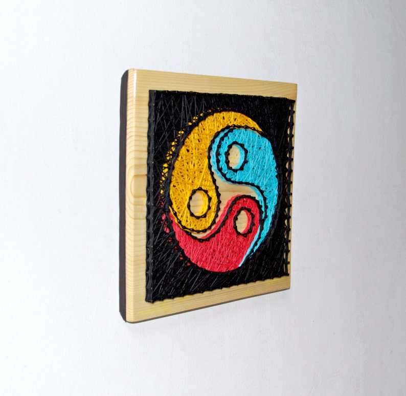 Yin Yang Picture Wood Wall Hanging Wedding Gift Decor Woven - Etsy