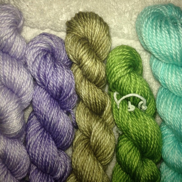 Mini sock yarn skeins, minis, 3ply, 80/20 SW merino/nylon, 5X20g, 5X84yds, gradient set, Maasbree Vista