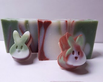 Small Decorative Bunny Soaps - Cedarwood Eucalyptus Scent - Cold Process Soap - Coconut Oil Soap - Artisan Soap