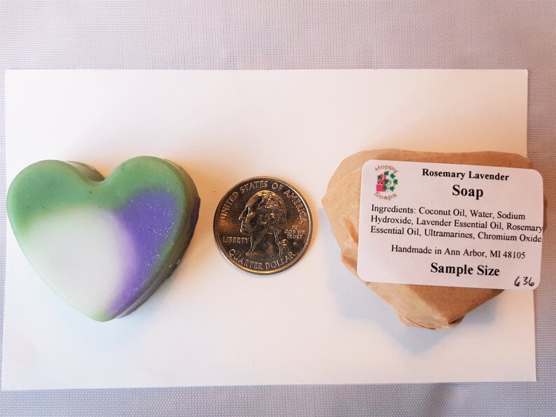 Small Decorative Heart Soaps Rosemary Lavender Scent Coconut Oil Soap Artisan Soap image 2