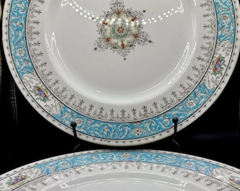 Juego de 2 platos redondos de turquesa vintage de Coalport Montreal - Excelente estado