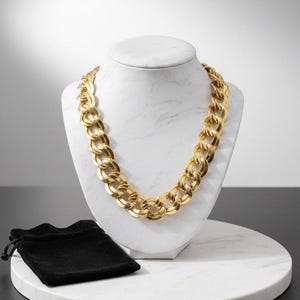 Collar llamativo vintage Monet de cadena gruesa de doble eslabón en tono dorado de 45 cm (18 pulgadas)