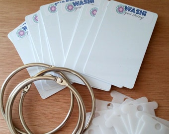 Washi sample supplies - Washi sample cards - PVC cards - Plastic bobbins - 3 inch rings - Washi tape samples