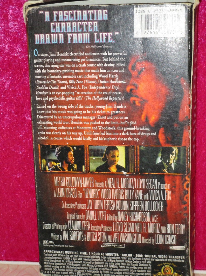 Hendrix Movie on VHS Starring Wood Harris Billy Zane Dorian Etsy