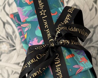 Custom Personalised Name Printed Happy Birthday Gift Wrap Ribbon 25mm